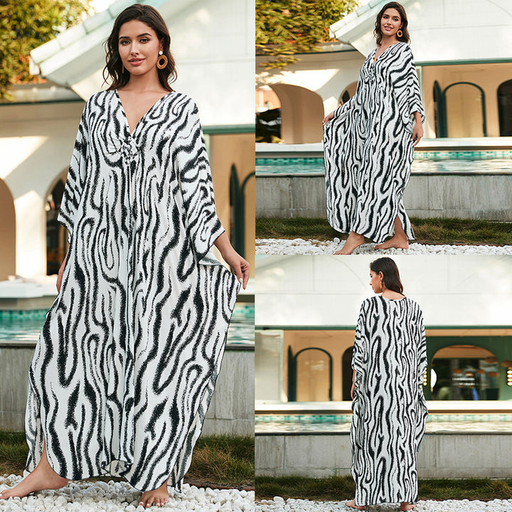 Cotton Beach Cover-up Vacation Sun Protection Long Dress-Womens 2024 March-Zishirts