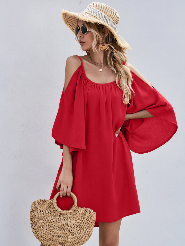 Casual Bell Sleeve Off-shoulder Dress-Lady Dresses-Zishirts