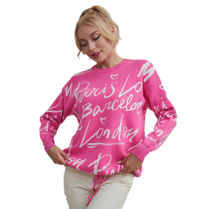 Women's Street Letters Knitted Sweater-Sweaters-Zishirts