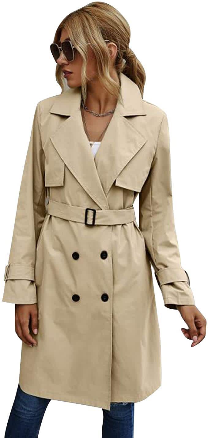 European And American Autumn Women's Double Breasted Fashion Casual Trench Coat-Jackets-Zishirts