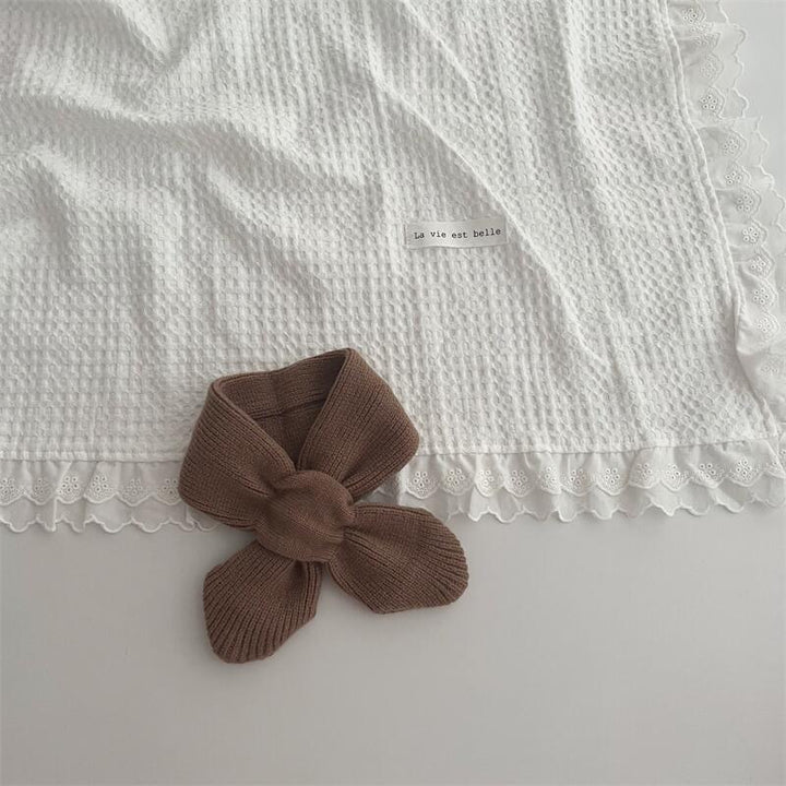 Korean Version Of Solid Color Knitted Cross Small Scarf-Scarves & Wraps-Zishirts