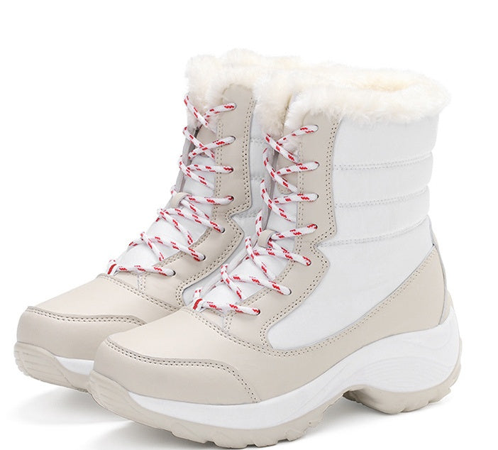 Snow Boots Female High To Help Waterproof Ladies Cotton Shoes Boots Plus Velvet Shoes-Womens Footwear-Zishirts