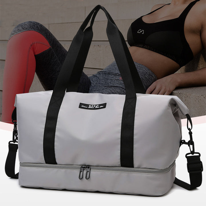 Large Capacity Travel Duffle Bag With Shoes Compartment Portable Sports Gym Fitness Waterfproof Shoulder Bag Weekender Overnight Handbag Women-Women's Bags-Zishirts