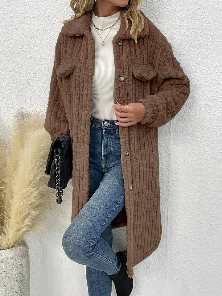 Autumn And Winter Women's Lapel Plush Top Coat-Jackets-Zishirts