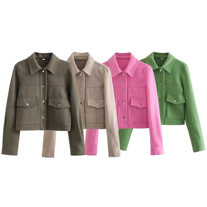 Women's Street Casual Soft Woolen Shirt Woolen Coat Top-Jackets-Zishirts