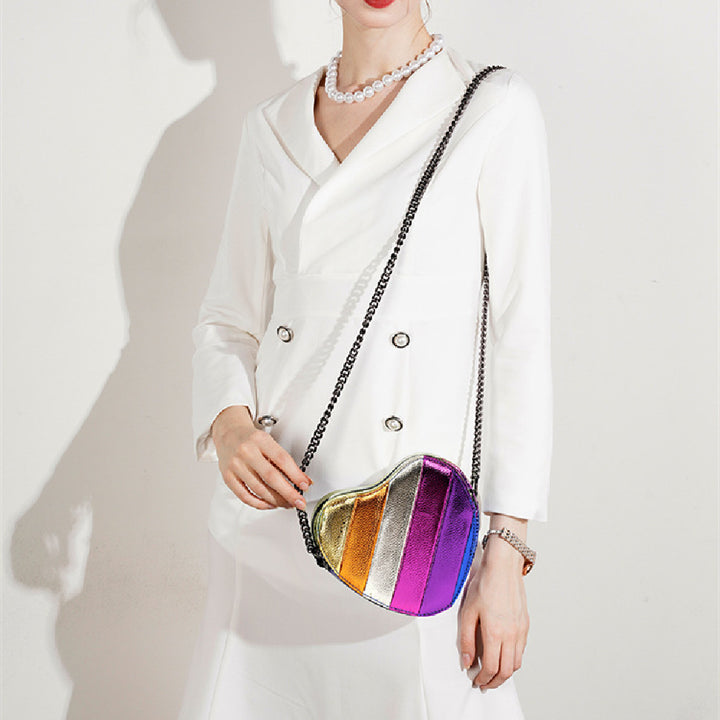 Rainbow Stitching Chain Shoulder Bag-Women's Bags-Zishirts