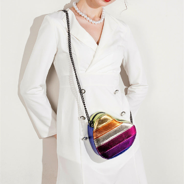 Rainbow Stitching Chain Shoulder Bag-Women's Bags-Zishirts