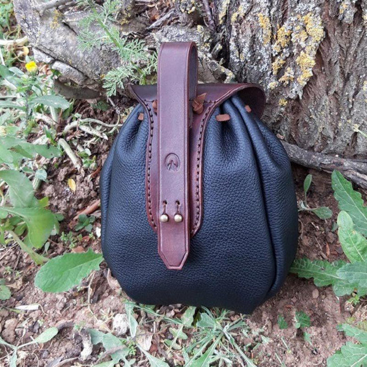 European And American New Retro Medieval Leather Outdoor Pocket Drawstring-Women's Bags-Zishirts