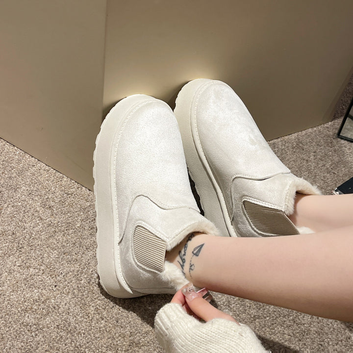 Women's Plush Boots Winter Warm Fleece Thick Flats Snow Boots Fashion Shoes-Womens Footwear-Zishirts