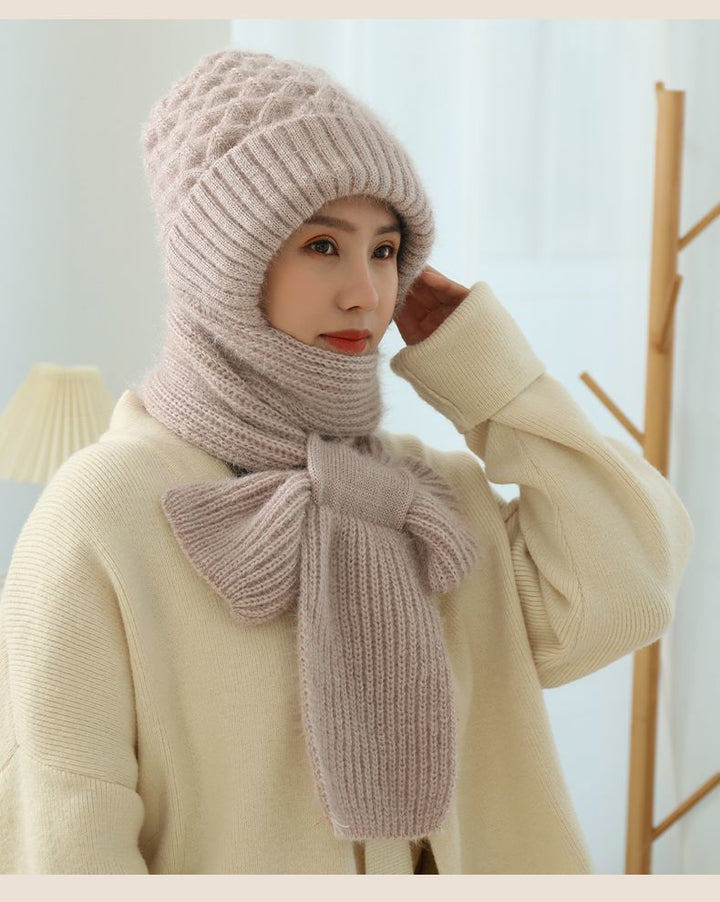 Women's Fleece-lined Scarf And Hat Winter Warm Knitted Hat Scarf-Women's Outerwear 2023-Zishirts