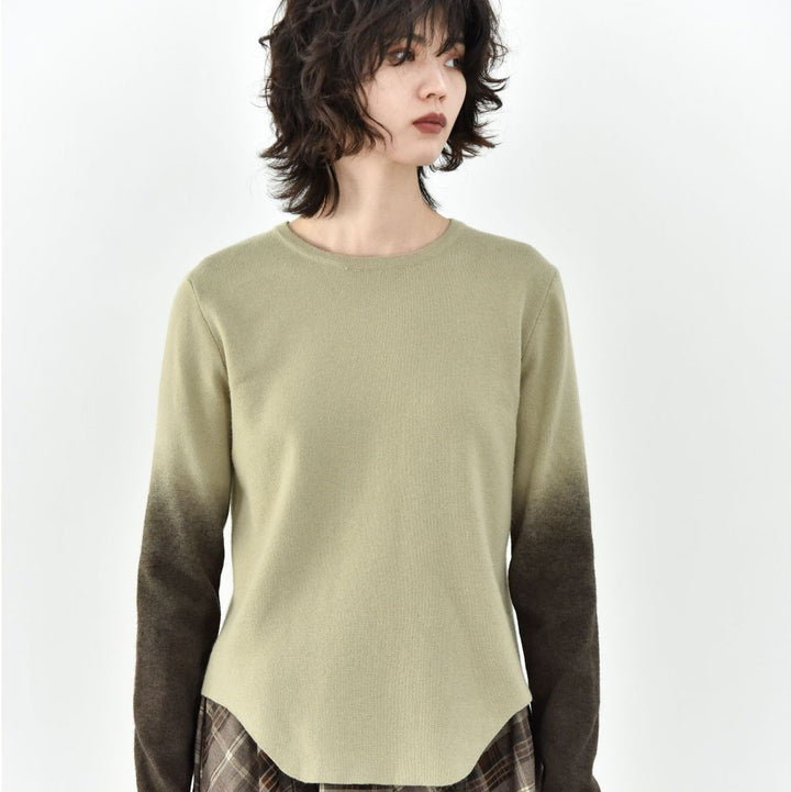 Women's Hanging Dyed Gradient Round Neck Thickened Pullover Sweater-Women's Outerwear 2023-Zishirts