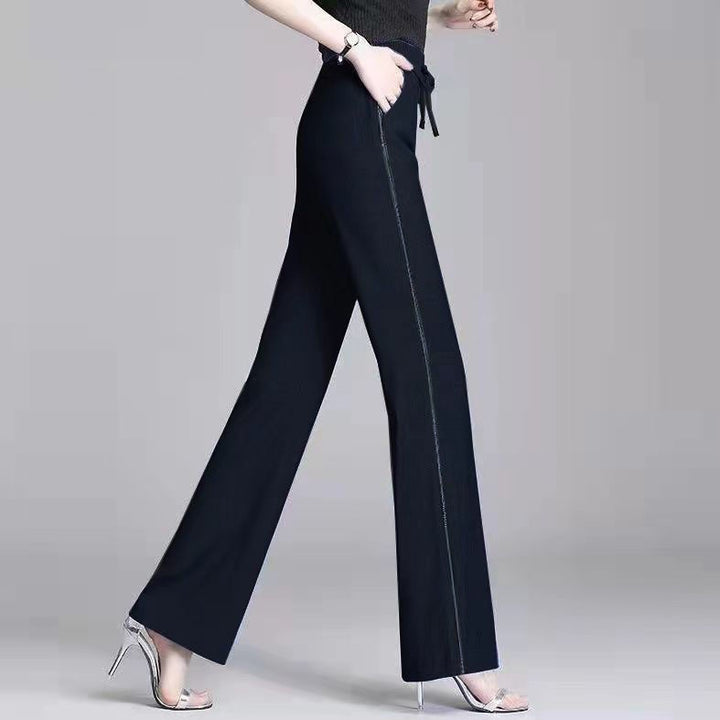 Thin High Waist Drooping Straight Loose Cropped Pants-Women's Outerwear 2023-Zishirts