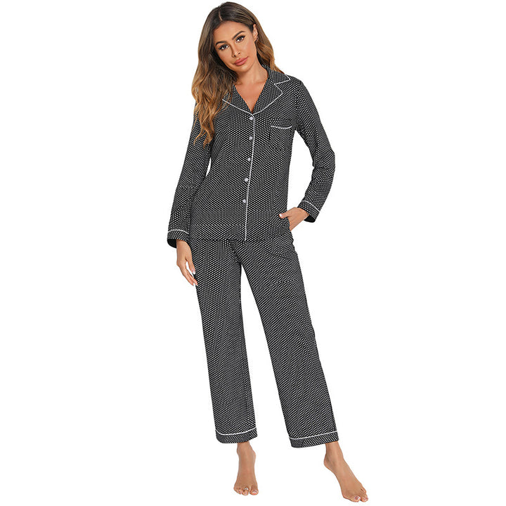 Women's Cardigan Striped Polka Dot Long Sleeve Trousers Homewear Pajamas-Women's Outerwear 2023-Zishirts