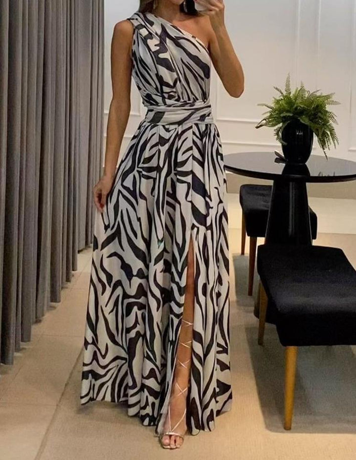 Women's Clothing Exposed Back Sleeveless Printed Long Dress-Women's Outerwear 2023-Zishirts