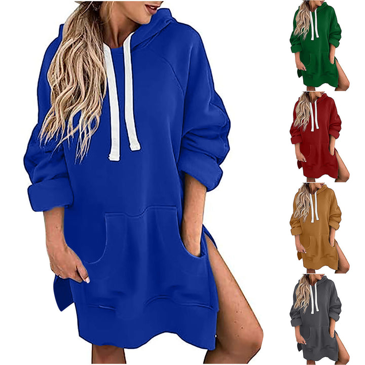 Loose-fitting Women's Sweater Long Sleeve Solid Color Drawstring Top-Women's Outerwear 2023-Zishirts