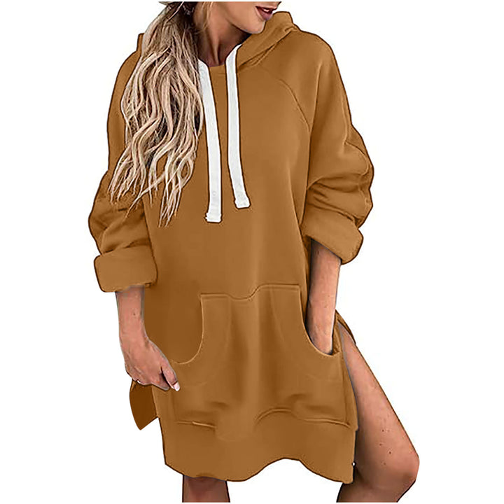 Loose-fitting Women's Sweater Long Sleeve Solid Color Drawstring Top-Women's Outerwear 2023-Zishirts