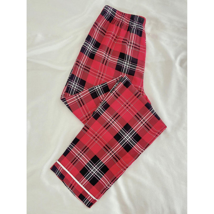 Women's Plaid Artificial Cotton Pajama Pants-Women's Outerwear 2023-Zishirts