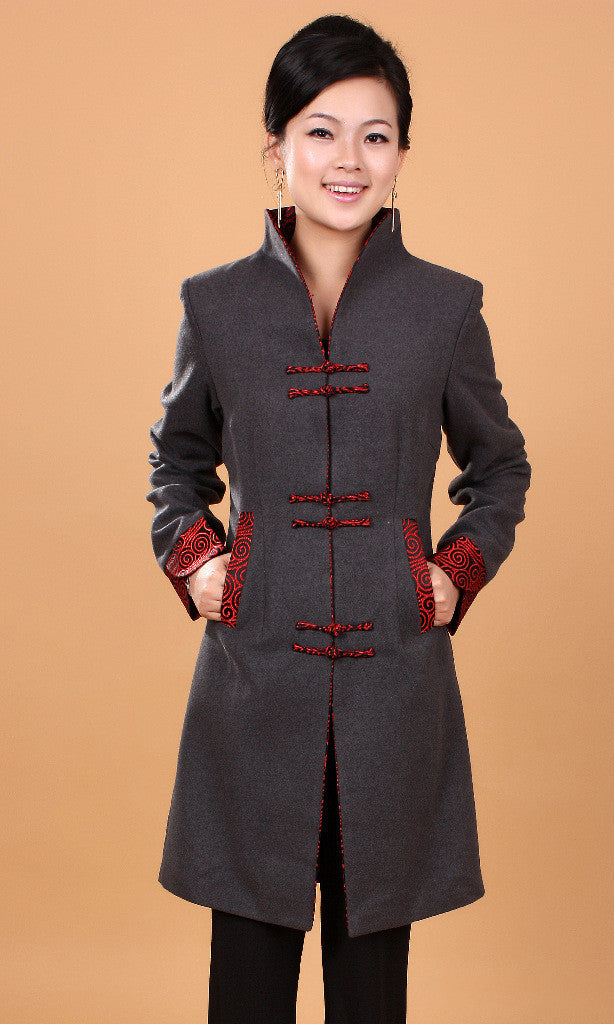 Autumn Ethnic Style Women's Retro Wool Mid-length Trench Coat-Women's Outerwear 2023-Zishirts