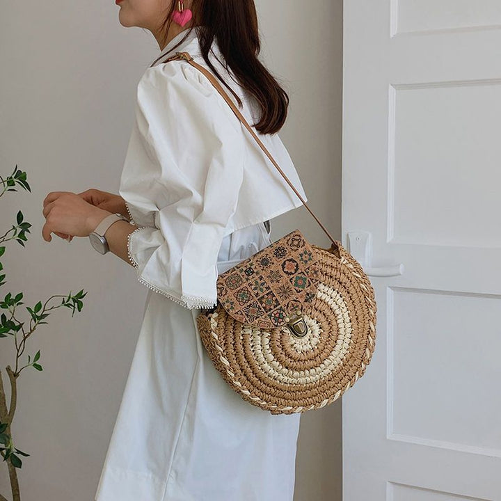 Shoulder Straw-weaved Crossbody Beach Casual Ethnic Style Mini And Simple Handmade Beach Bag-Women's Bags-Zishirts