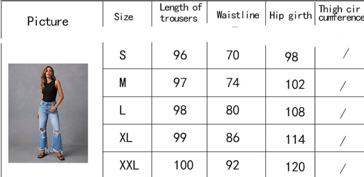 European And American Water Washed Hole High Waist Trousers Wide Leg Pants Jeans-Women's Outerwear 2023-Zishirts