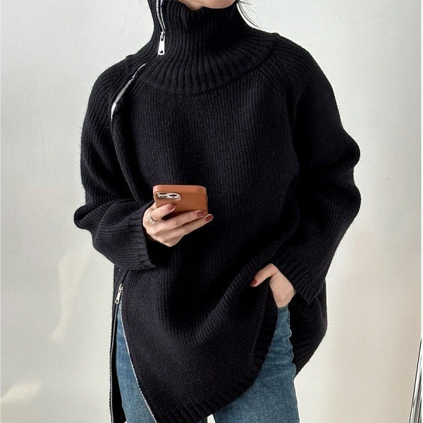 Loose High Collar Bottoming Sweater Korean Simple Top For Women-Women's Outerwear 2023-Zishirts