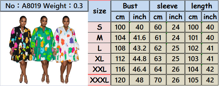 Women's Clothing Painted Print V-neck Long-sleeve Dress-Women's Outerwear 2023-Zishirts