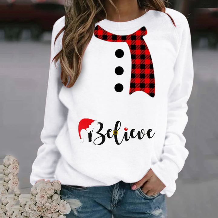 Christmas Pattern Printing Long Sleeve Crew Neck Sweater Women-Women's Outerwear 2023-Zishirts