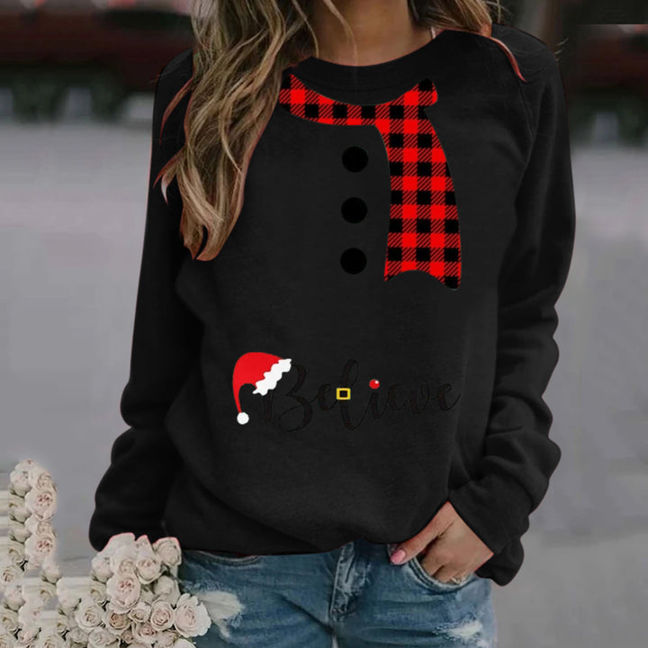 Christmas Pattern Printing Long Sleeve Crew Neck Sweater Women-Women's Outerwear 2023-Zishirts