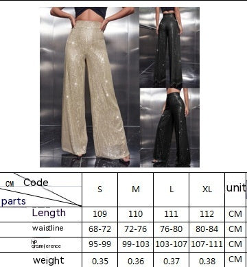 Polyester European And American Fashion Women's Wear Sequined Nightclub Trousers-Women's Outerwear 2023-Zishirts