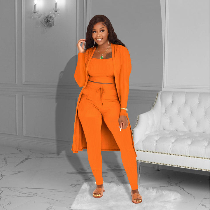 Women's Fashion Solid Color Three-piece Suit-Suits & Sets-Zishirts