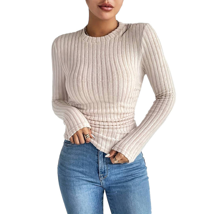 Simple Commute Round Neck Long Sleeves Outerwear Bottoming Top-Sweaters-Zishirts