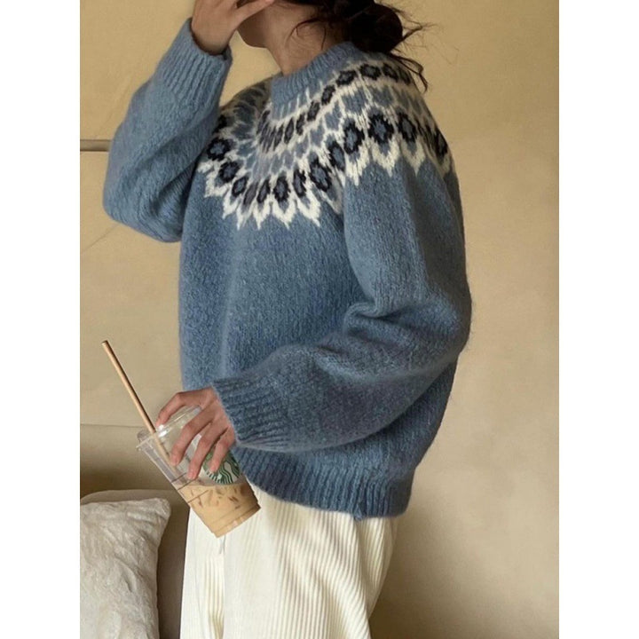 Ethnic Style Pullover Leisure All-matching Knitted Sweater-0-Zishirts