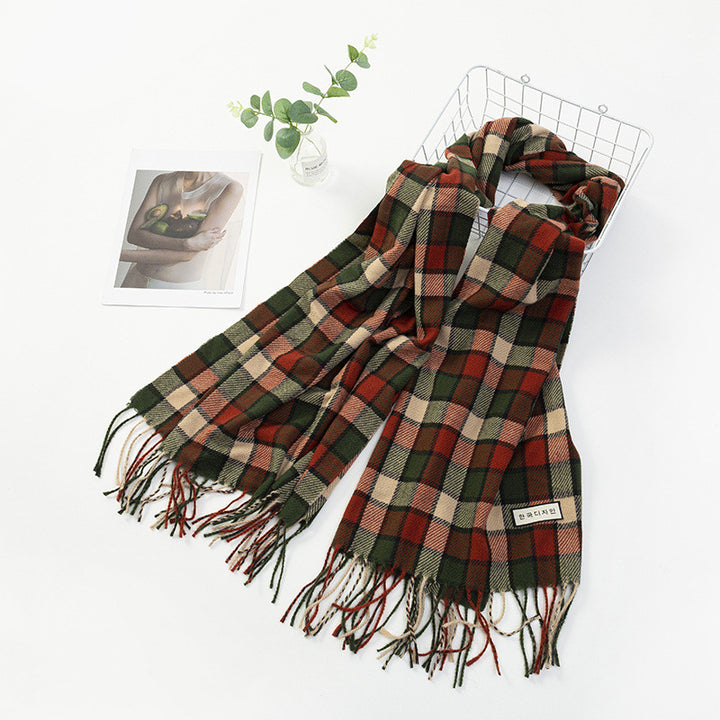 Women's Fashion Casual Cashmere Plaid Scarf-Scarves & Wraps-Zishirts