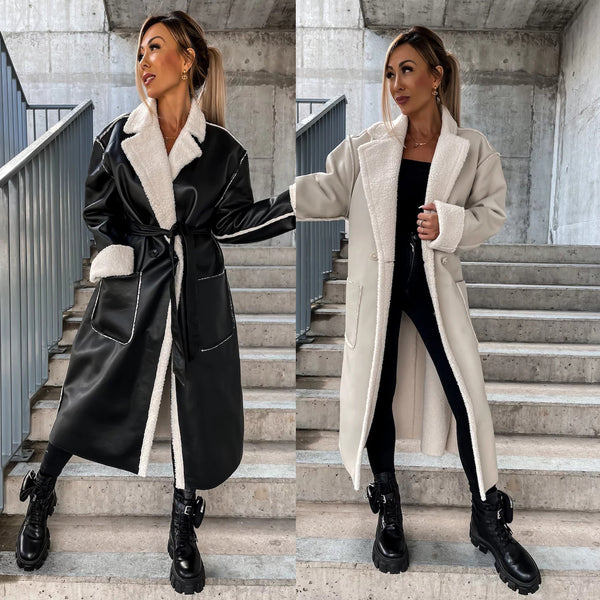 Autumn And Winter New Leisure Leather Thickened Trench Coat-Jackets-Zishirts