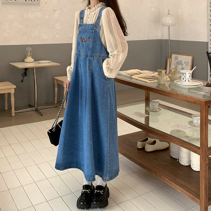 Women's Denim Suspender Skirt Retro Waist-controlled Loose-Womens 2024 March-Zishirts