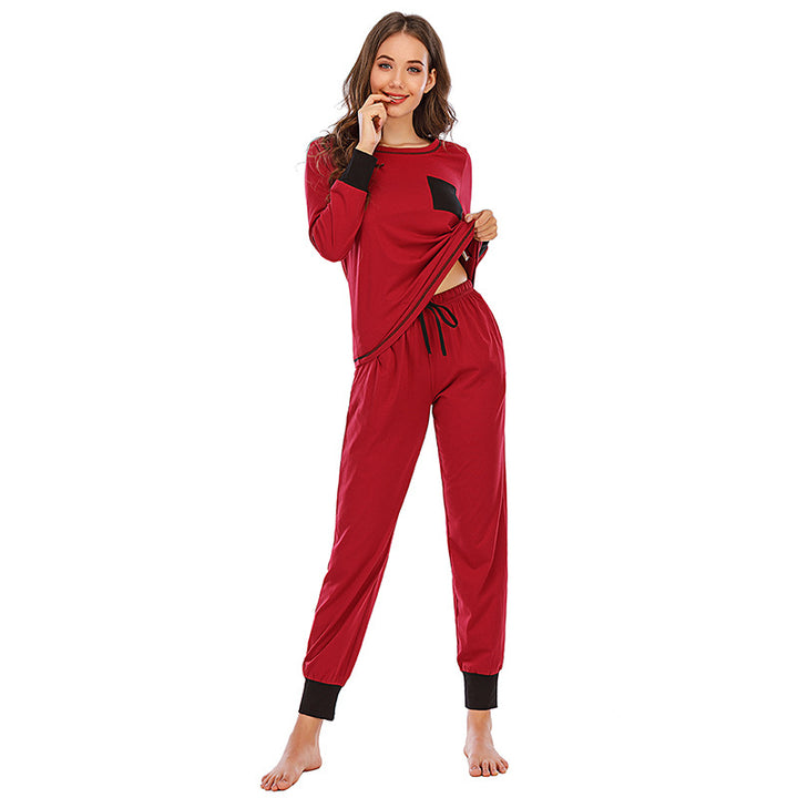 Women's Fashion Casual Home Round Neck Long Sleeve Homewear Suit-Suits & Sets-Zishirts