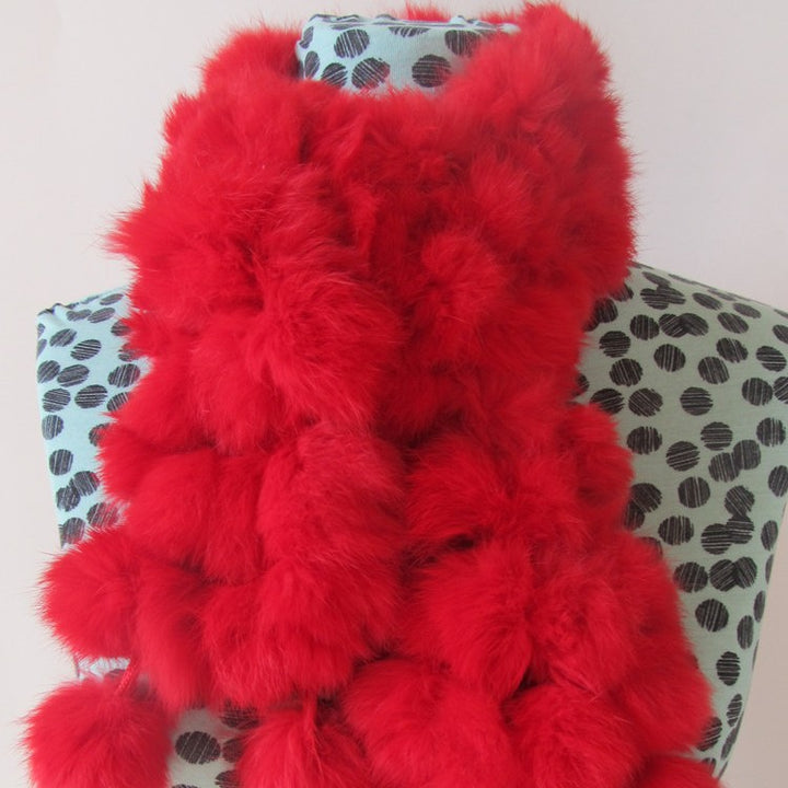 Four-row Ball Rabbit Fur Scarf-Scarves & Wraps-Zishirts