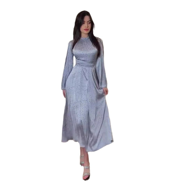 Women's Satin Printed Shu Feng Dress-Womens 2024 March-Zishirts