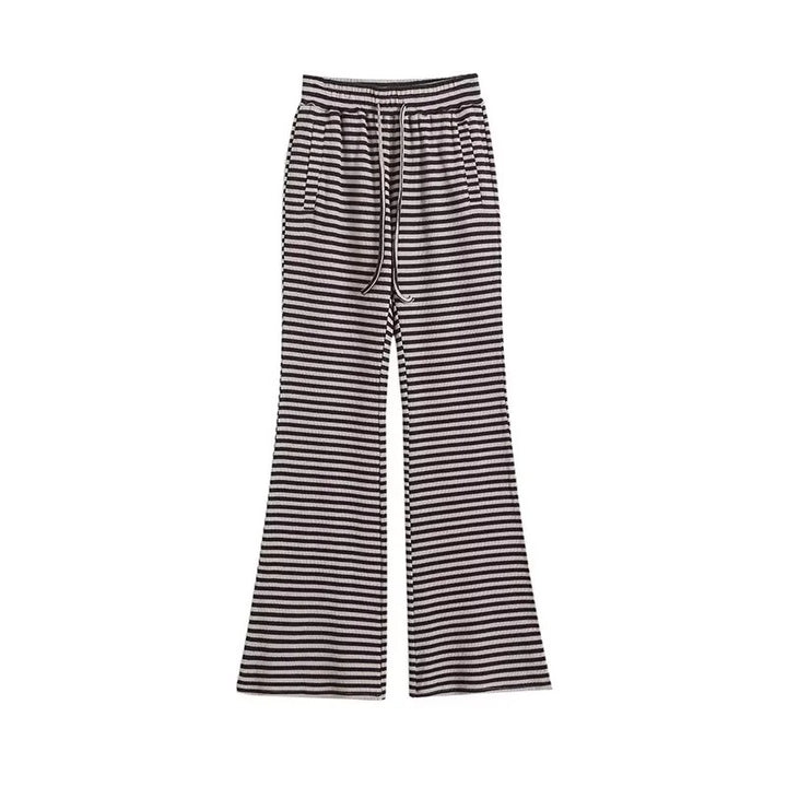 Contrast Color Stripes Bell-bottom Pants-Suits & Sets-Zishirts