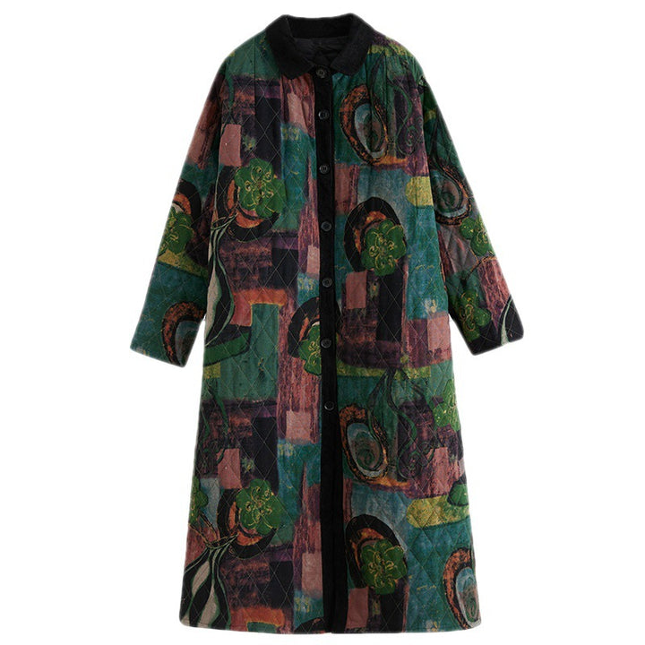 New Vintage Ethnic Print Loose Long Sleeve Coat For Women-Jackets-Zishirts