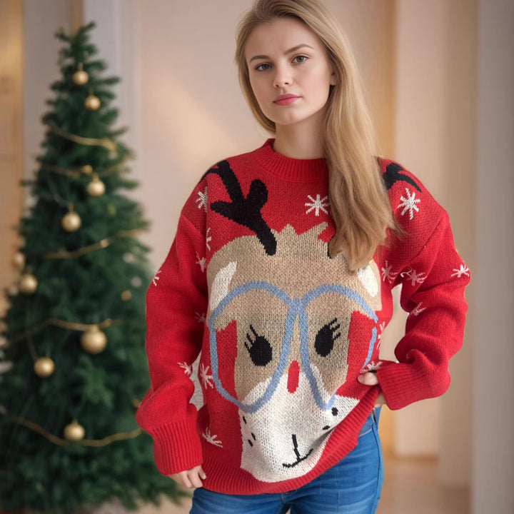 Christmas Sweater Women's Stitching Cartoon Casual Pullover-Sweaters-Zishirts