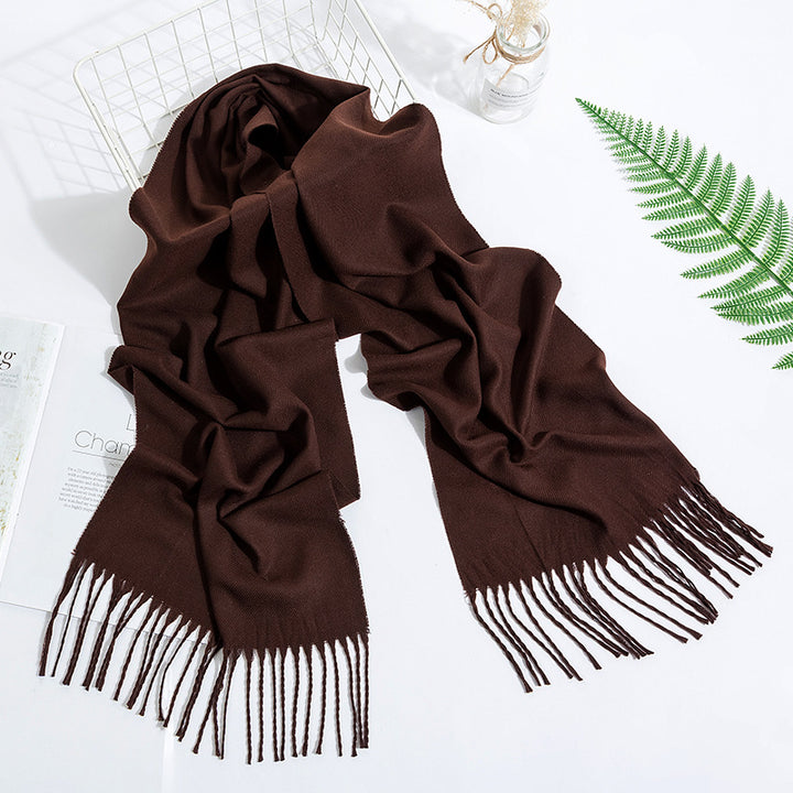 Men's And Women's Fashion Versatile Tassel Solid Color Scarf-Scarves & Wraps-Zishirts