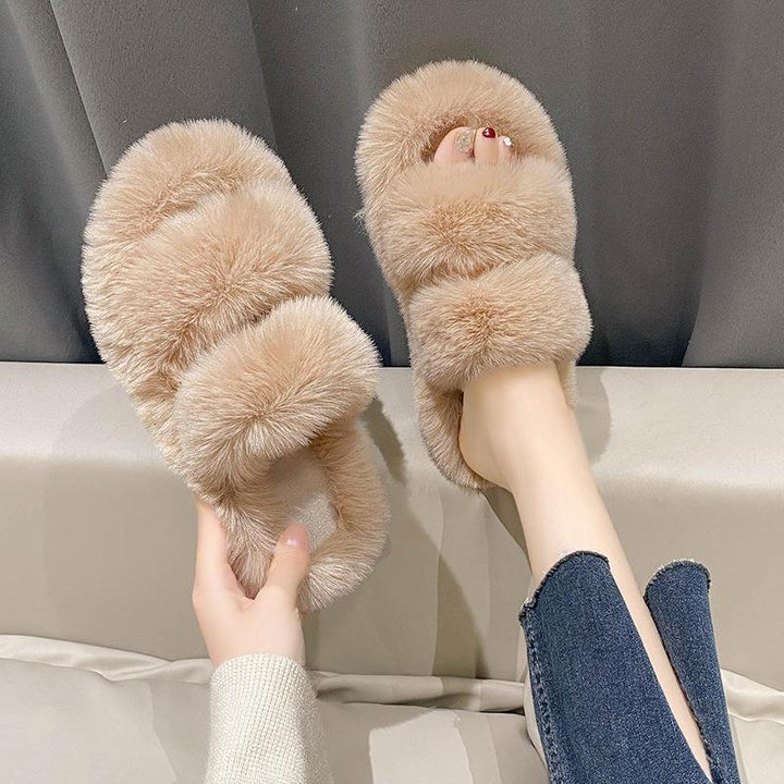 Women's Stylish And Lightweight Warm And Comfortable Home Plush Cotton Slippers-Womens Footwear-Zishirts