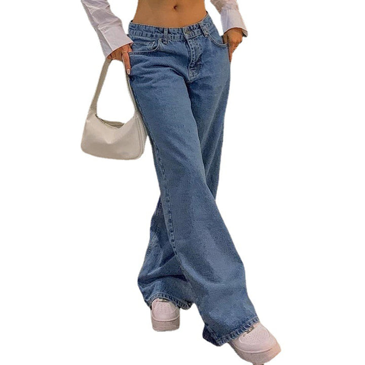 Low Waist Fashion Retro Straight Street Denim Trousers-Women's Outerwear 2023-Zishirts