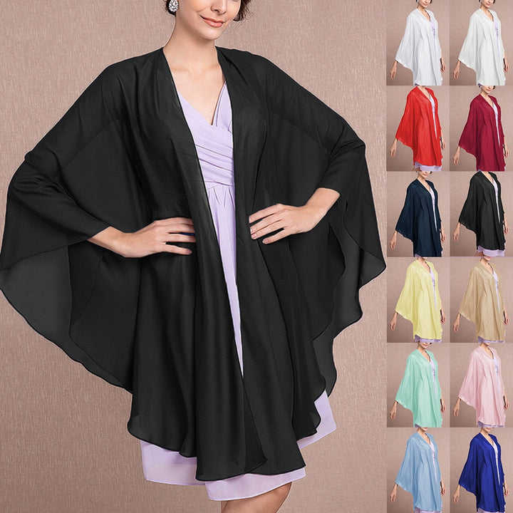 Spring And Summer Fashion Bridal Cloak Short Cardigan Chiffon Small Cape Wedding Accessories Ball Show-Scarves & Wraps-Zishirts