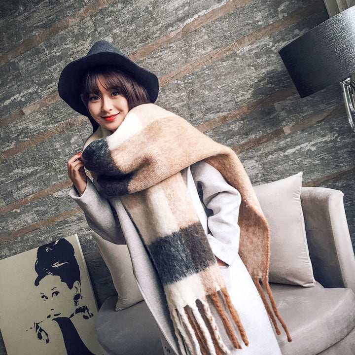 Women's Korean-style Long Scarf Shawl Autumn And Winter New Warm Thickened Tassel-Scarves & Wraps-Zishirts