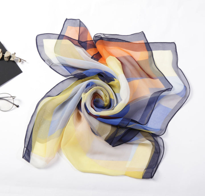 Casual Colorful Triangle Geometric Light And Delicate Silk Scarves-Scarves & Wraps-Zishirts