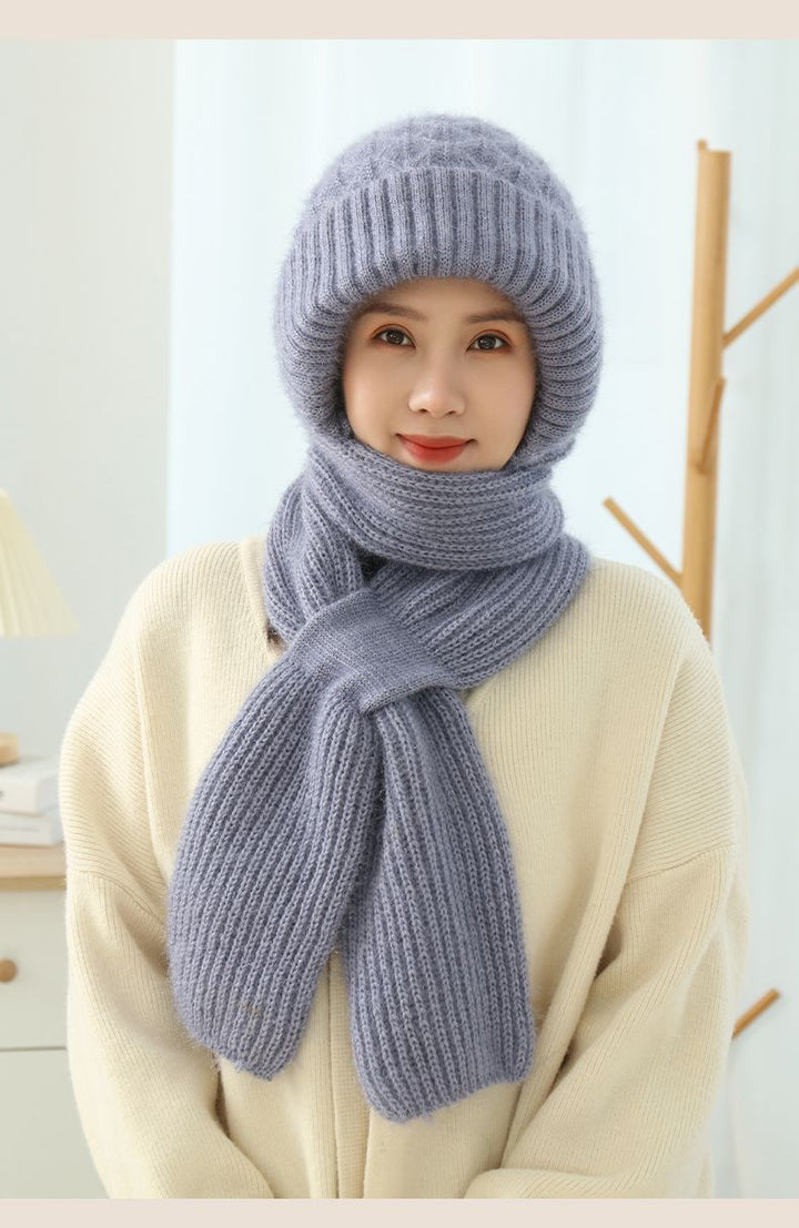 Women's Fleece-lined Scarf And Hat Winter Warm Knitted Hat Scarf-Women's Outerwear 2023-Zishirts