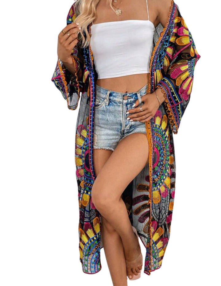 Beach Cover-up Pattern Sun Protection Cardigan Female-Womens 2024 March-Zishirts