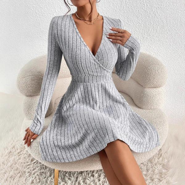 Sexy Slimming Beam Waist Long Sleeve Dress-Lady Dresses-Zishirts